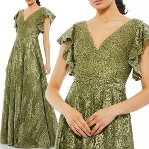 Mac Duggal Sage Green Embellished Maxi Dress NWT 16